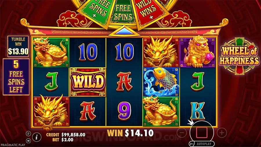 Vibrant slot machine with winning symbols at PHDream